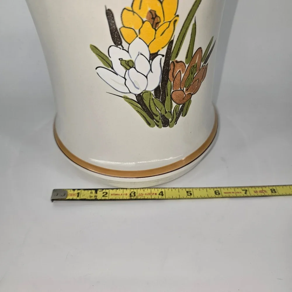 Vintage Acsons Adela Stoneware Canister Floral Tulip Retro Kitchen Storage